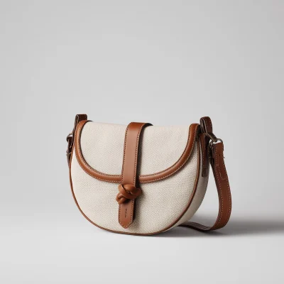 Canvas Saddle Crossbody Bag With Knotted Leather Trim, Free Shipping, Extra Sale Today