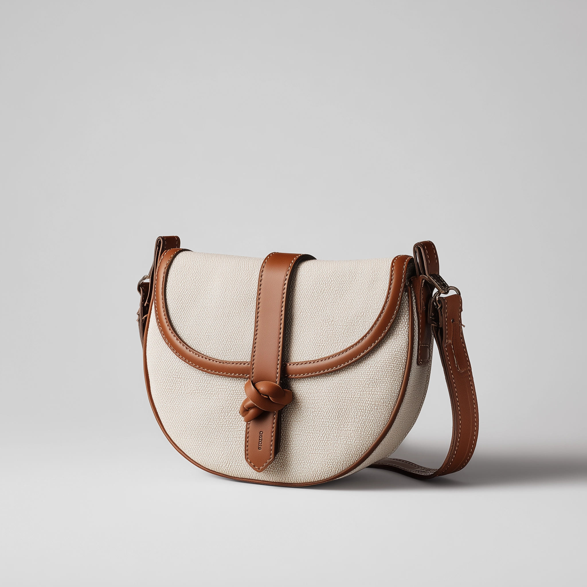 Canvas Saddle Crossbody Bag With Knotted Leather Trim, Free Shipping, Extra Sale Today