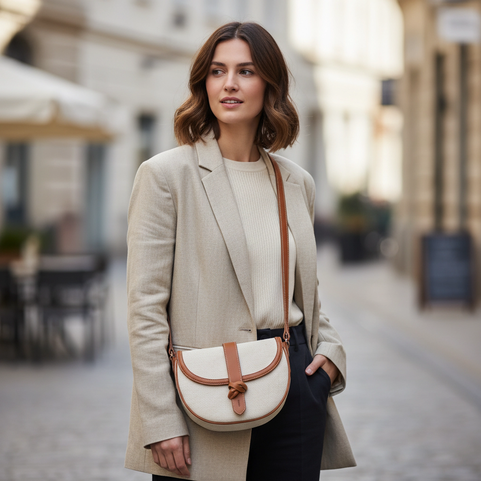 Canvas Saddle Crossbody Bag With Knotted Leather Trim, Free Shipping, Extra Sale Today - Image 2