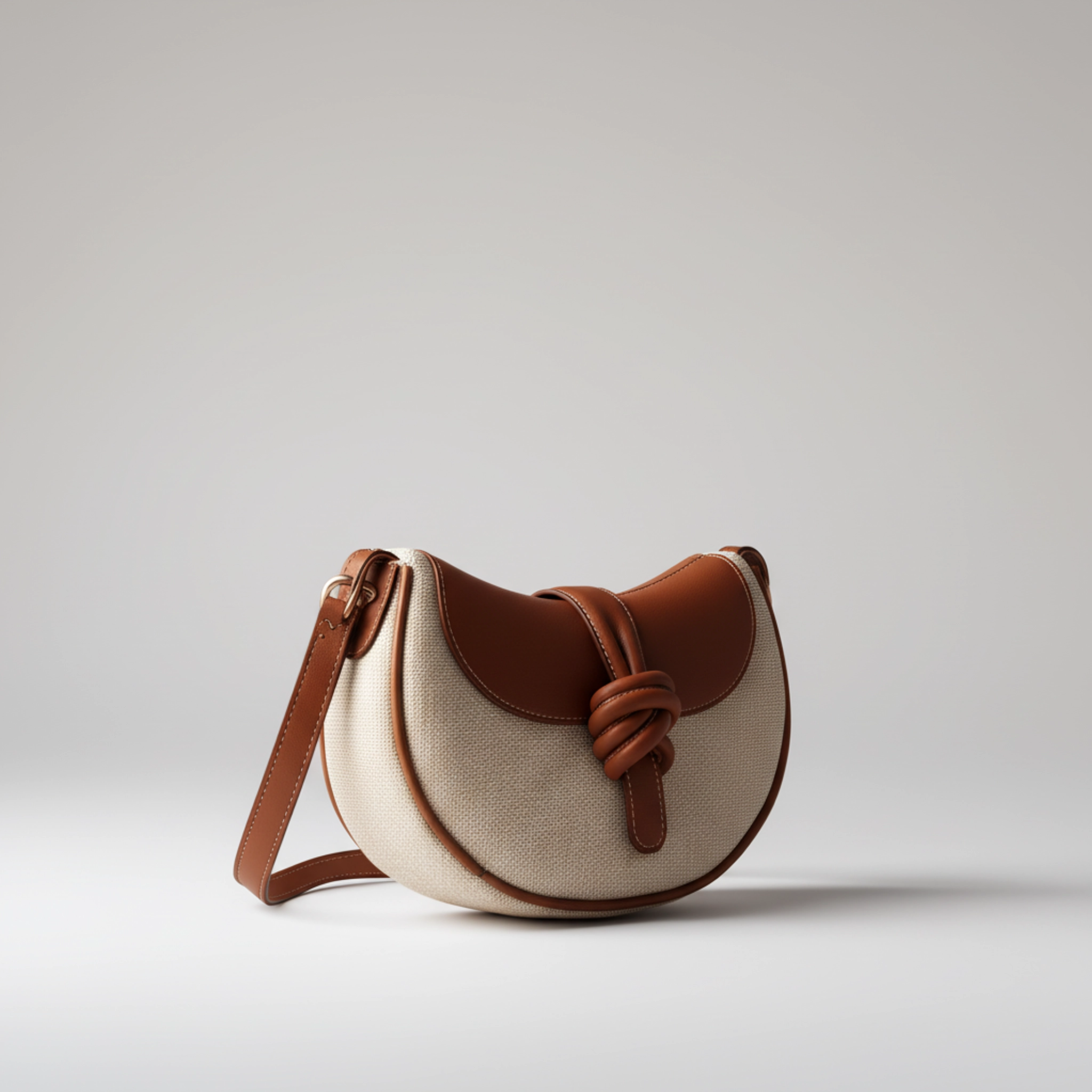 Canvas Shoulder Bag With Curved Silhouette And Leather Trim, Best Seller, Sale Off Only Today - Image 5