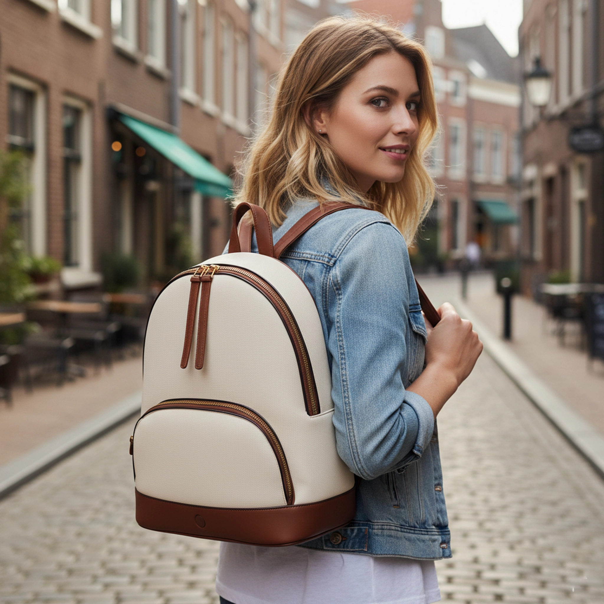 Two-Tone Backpack with Curved Zip Pocket, Made to Last, Best Seller, Sale Off Only Today - Image 2