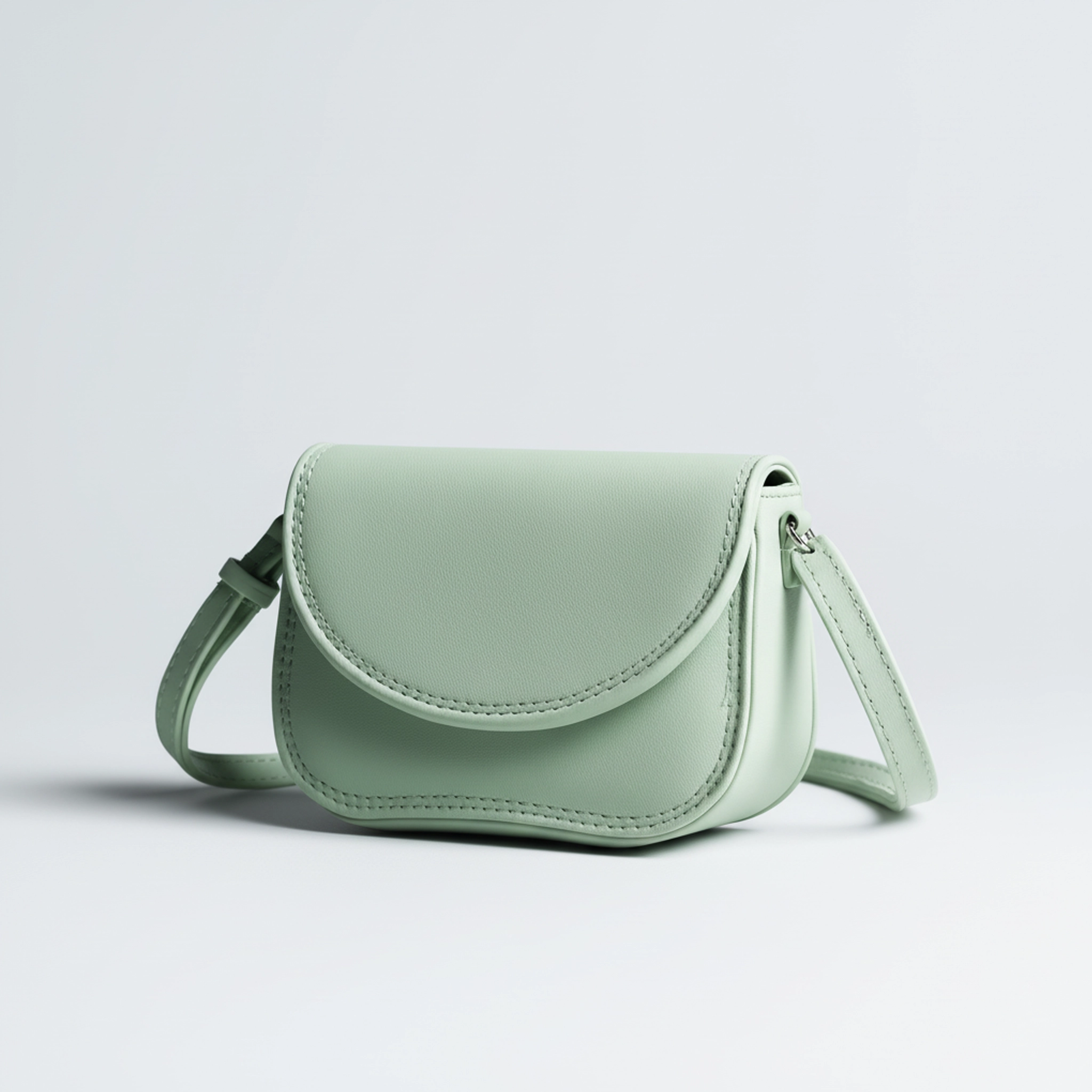 Mini Mint Saddle Crossbody Bag With Curved Flap Design, Best Seller, Sale Off Only Today - Image 3