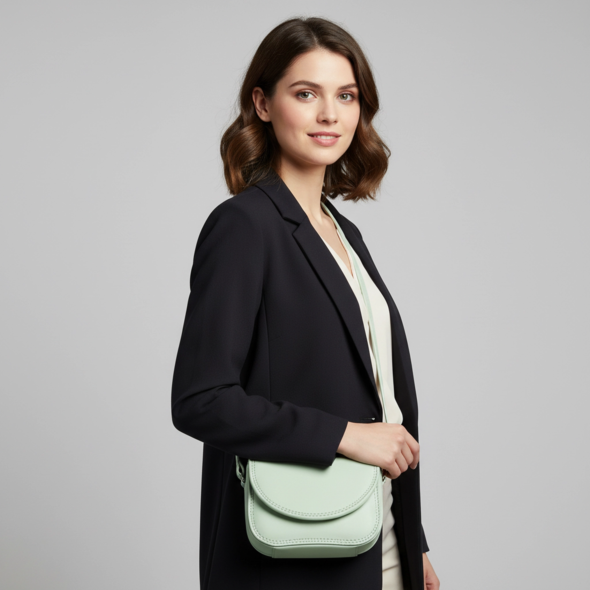 Mini Mint Saddle Crossbody Bag With Curved Flap Design, Best Seller, Sale Off Only Today - Image 2