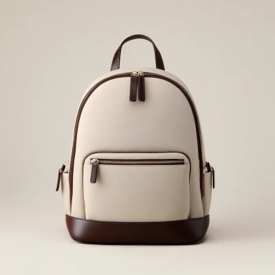 Minimal Handcrafted Natural Leather Backpack With Front Zip Pocket, Free Shipping, Extra Sale Today