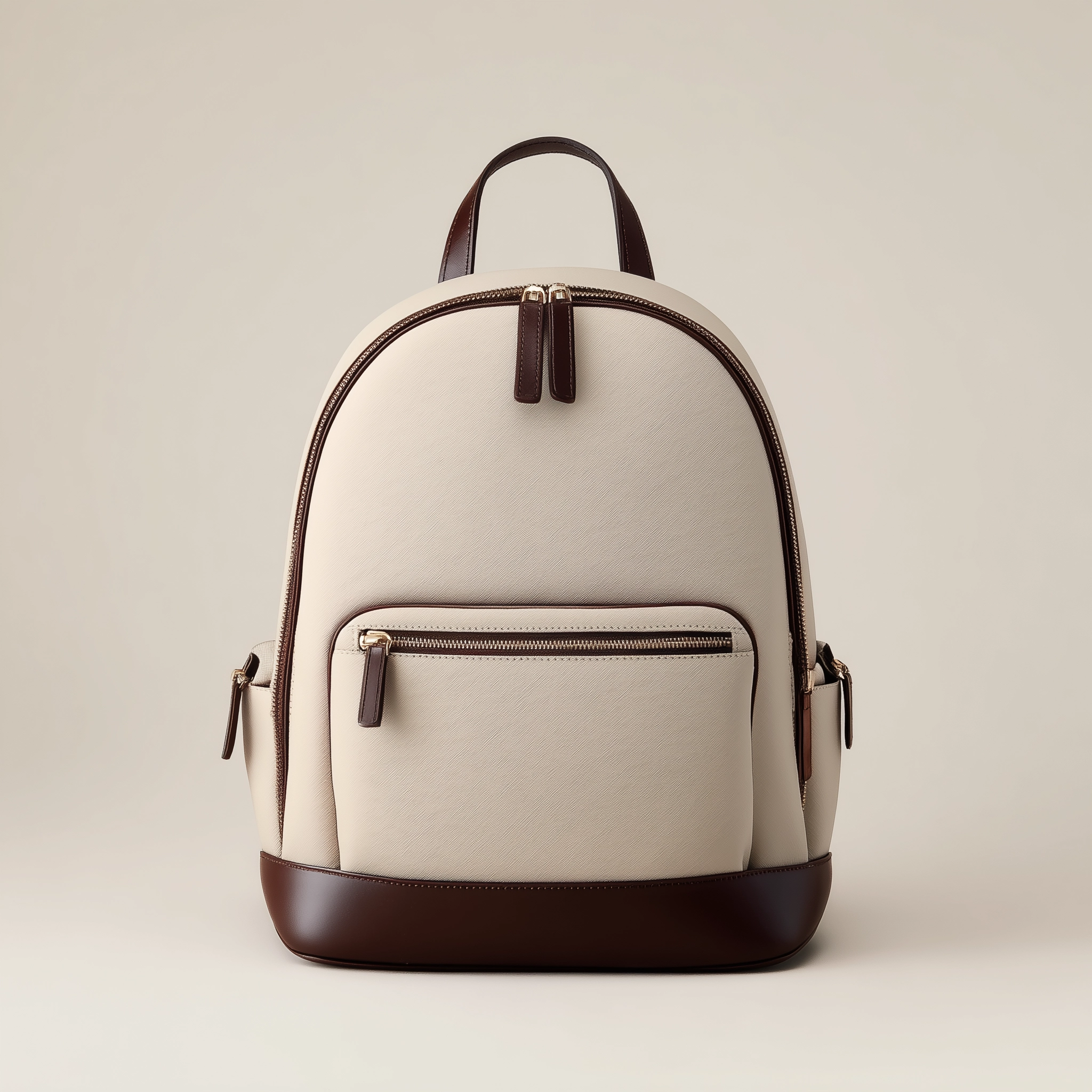 Minimal Handcrafted Natural Leather Backpack With Front Zip Pocket, Free Shipping, Extra Sale Today