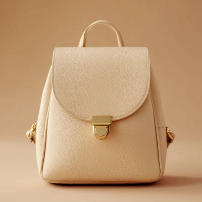 Minimal Genuine Leather Ivory Backpack With Curved Flap Closure, Best Seller, Sale Off Only Today
