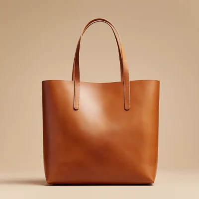 Minimal Leather Tote With Clean Silhouette And Long Handles, Best Gift, Best Sell, Extra Sale