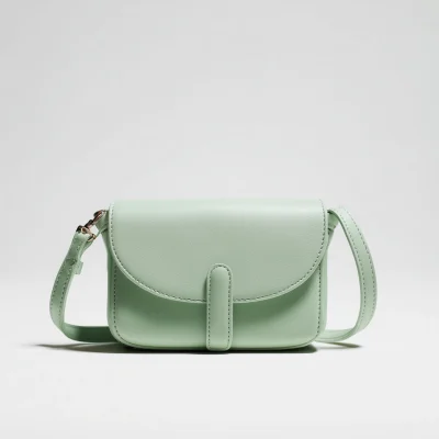 Soft Mint Crossbody Bag With Curved Flap Design, Free Shipping, Extra Sale Today