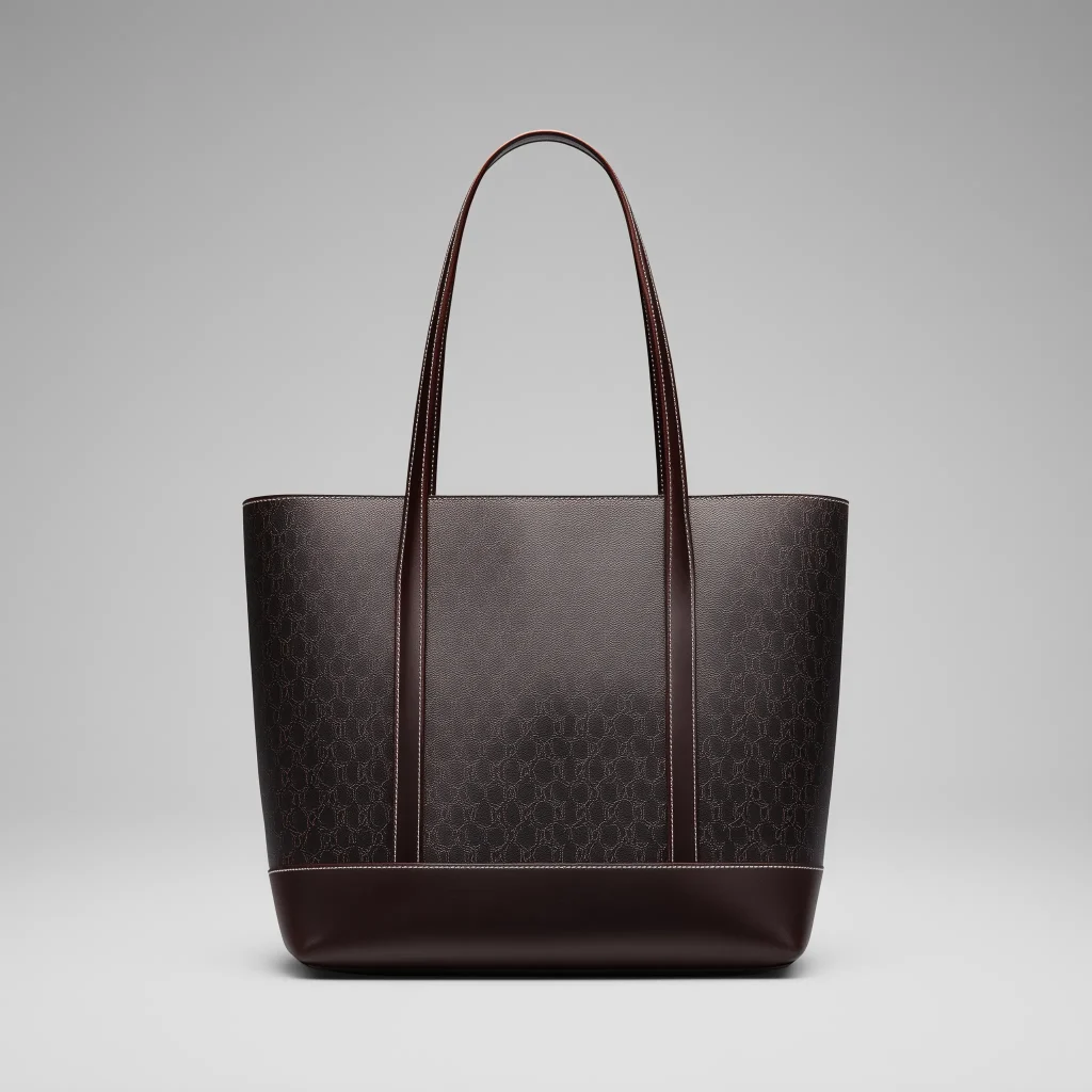 Textured Monogram-Style Tote With Slim Leather Handles, Best Gift, Best Sell, Extra Sale