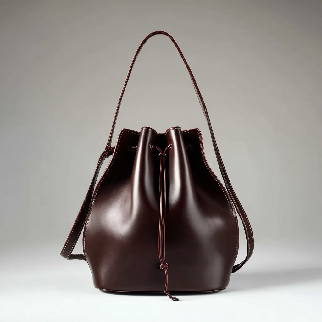 Premium Dark Brown Genuine Leather Drawstring Bag, Best Gift, Best Sell, Extra Sale