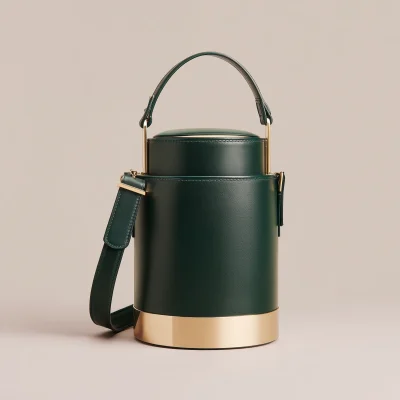 Premium Genuine Leather Emerald Cylinder Shoulder Bag with Scratch-Resistant Finish, Best Seller, Sale Off Only Today