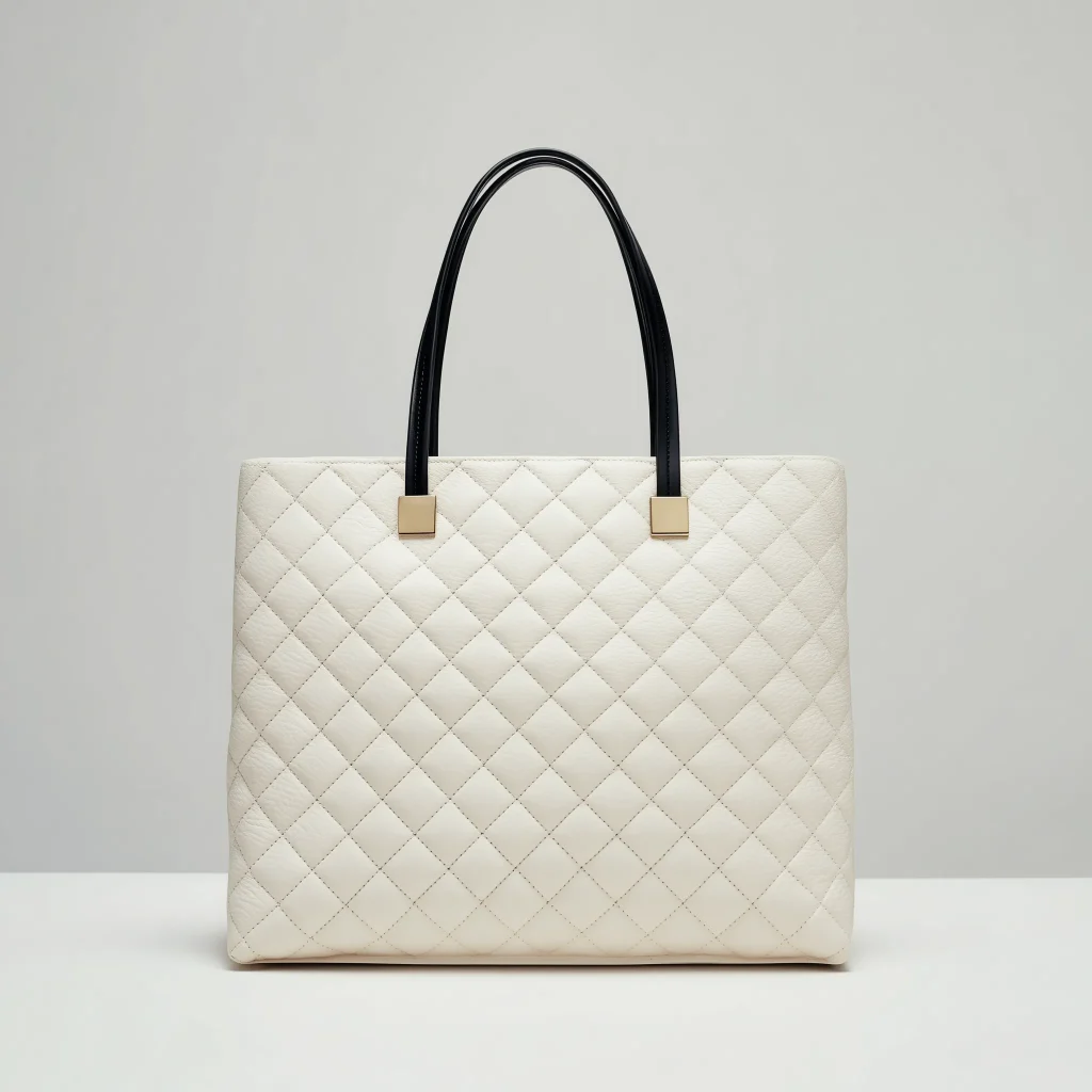 Ivory Quilted Carryall With Contrast Handles, Best Seller, Sale Off Only Today