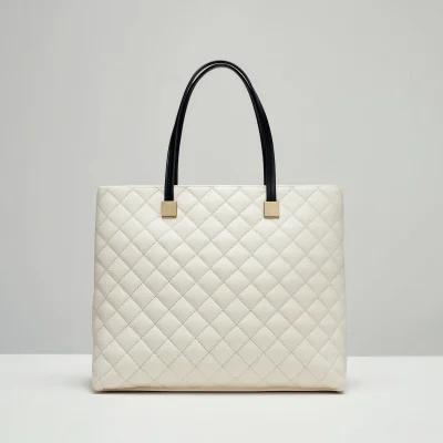 Ivory Quilted Carryall With Contrast Handles, Best Seller, Sale Off Only Today